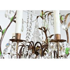 French 19th Century Brass Chandelier with Clear Green Crystals - 4643002