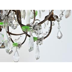 French 19th Century Brass Chandelier with Clear Green Crystals - 4643050