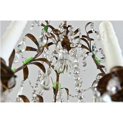 French 19th Century Brass Chandelier with Clear Green Crystals - 4643063