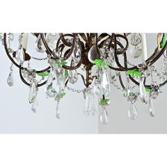 French 19th Century Brass Chandelier with Clear Green Crystals - 4643097