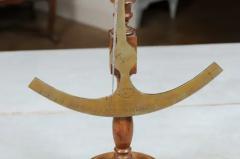 French 19th Century Brass Fabric Scale on Wooden Base Signed Robert A Vienne - 3432747
