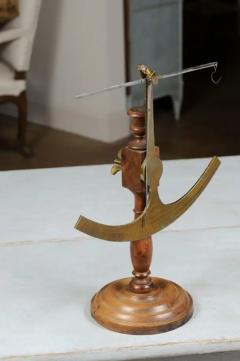 French 19th Century Brass Fabric Scale on Wooden Base Signed Robert A Vienne - 3432882