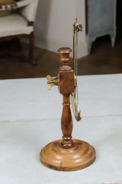 French 19th Century Brass Fabric Scale on Wooden Base Signed Robert A Vienne - 3432892