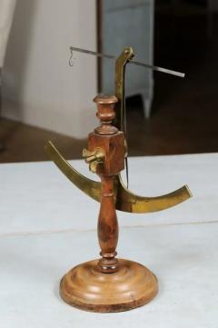 French 19th Century Brass Fabric Scale on Wooden Base Signed Robert A Vienne - 3432895