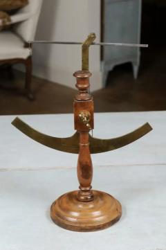 French 19th Century Brass Fabric Scale on Wooden Base Signed Robert A Vienne - 3432916