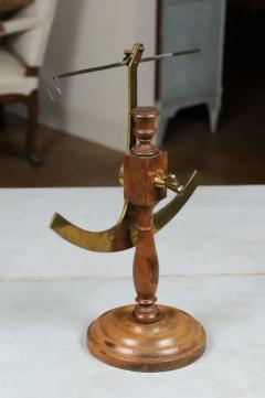 French 19th Century Brass Fabric Scale on Wooden Base Signed Robert A Vienne - 3433041