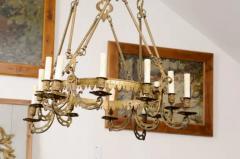 French 19th Century Bronze Twelve Light Ring Chandelier with Scrolling Arms - 3588065