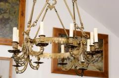 French 19th Century Bronze Twelve Light Ring Chandelier with Scrolling Arms - 3588070