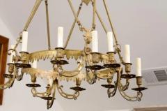 French 19th Century Bronze Twelve Light Ring Chandelier with Scrolling Arms - 3588158