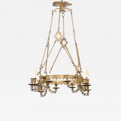 French 19th Century Bronze Twelve Light Ring Chandelier with Scrolling Arms - 3592826