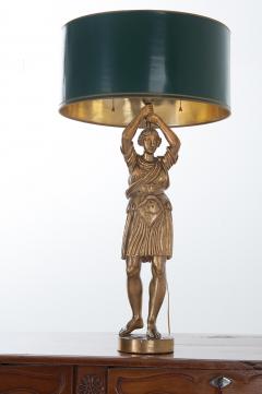 French 19th Century Carved Gilt Lady Lamp with Tole Shade - 498100