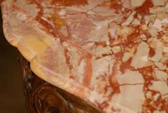 French 19th Century Carved Walnut Center Table with Original Variegated Marble - 3417187
