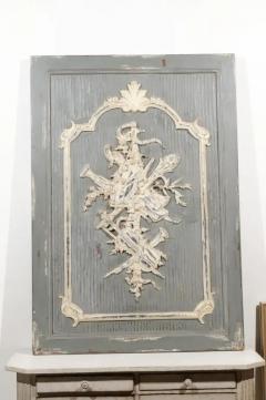 French 19th Century Carved and Painted Wooden Panel with Liberal Arts Allegory - 3472582