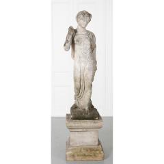 French 19th Century Cast Stone Statue on Pedestal - 1937300