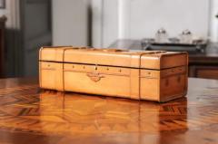 French 19th Century Cherry and Brass Glove Box with Low Relief Carved Motifs - 3555942