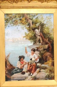 French 19th Century Continental School Painting Depicting Venetian Lagoon Scene - 3461742