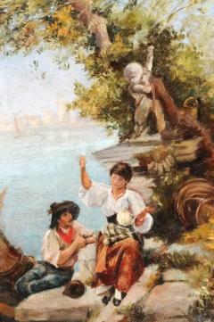 French 19th Century Continental School Painting Depicting Venetian Lagoon Scene - 3461825