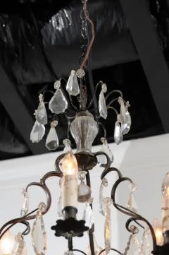 French 19th Century Crystal Six Light Chandelier with Iron Armature and Obelisk - 3424215