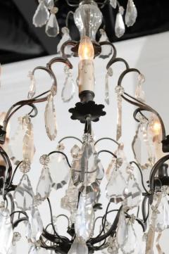French 19th Century Crystal Six Light Chandelier with Iron Armature and Obelisk - 3424313