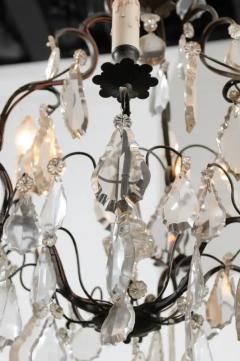 French 19th Century Crystal Six Light Chandelier with Iron Armature and Obelisk - 3424365