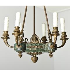 French 19th Century Empire Marble Gilt Bronze Chandelier - 4390161