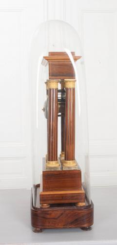 French 19th Century Empire Style Marquetry Satinwood and Bronze Portico Clock - 919280