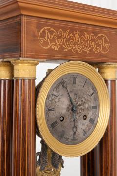 French 19th Century Empire Style Marquetry Satinwood and Bronze Portico Clock - 919282