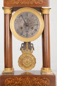 French 19th Century Empire Style Marquetry Satinwood and Bronze Portico Clock - 919286