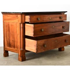 French 19th Century Empire Walnut Commode with Fossil Marble Top - 4308959