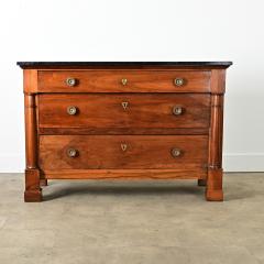 French 19th Century Empire Walnut Commode with Fossil Marble Top - 4308979