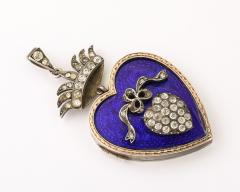 French 19th Century Enamel Heart Locket with French Paste Stones - 4360480