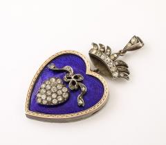 French 19th Century Enamel Heart Locket with French Paste Stones - 4360481
