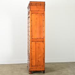 French 19th Century Faux Bamboo Pine Mirror Armoire - 4215711