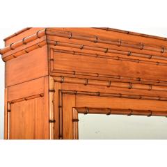 French 19th Century Faux Bamboo Pine Mirror Armoire - 4215712