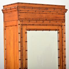French 19th Century Faux Bamboo Pine Mirror Armoire - 4215715