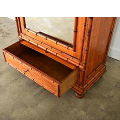 French 19th Century Faux Bamboo Pine Mirror Armoire - 4215752