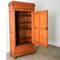French 19th Century Faux Bamboo Pine Mirror Armoire - 4215761