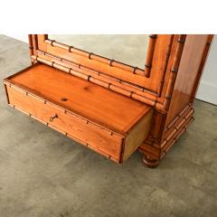 French 19th Century Faux Bamboo Pine Mirror Armoire - 4215763