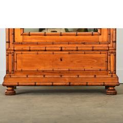French 19th Century Faux Bamboo Pine Mirror Armoire - 4215784