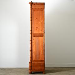 French 19th Century Faux Bamboo Pine Mirror Armoire - 4215718