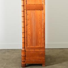 French 19th Century Faux Bamboo Pine Mirror Armoire - 4215724