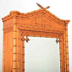 French 19th Century Faux Bamboo Pine Mirror Armoire - 4215758