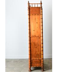 French 19th Century Faux Bamboo Pine Mirror Door Armoire - 4798128