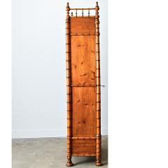 French 19th Century Faux Bamboo Pine Mirror Door Armoire - 4798130