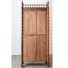 French 19th Century Faux Bamboo Pine Mirror Door Armoire - 4798131