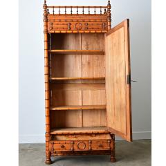 French 19th Century Faux Bamboo Pine Mirror Door Armoire - 4798141