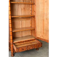 French 19th Century Faux Bamboo Pine Mirror Door Armoire - 4798142