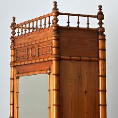 French 19th Century Faux Bamboo Pine Mirror Door Armoire - 4798144
