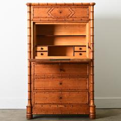French 19th Century Faux Bamboo Secretary Desk - 4244083
