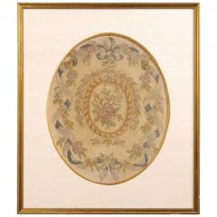 French 19th Century Framed Aubusson Oval Floral Tapestry in Giltwood Frame - 3424478